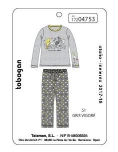 Pijama Infantil Niña M/Larga Interlock