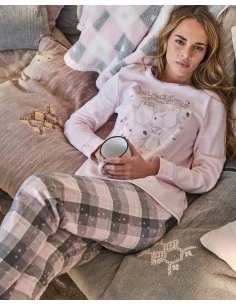 Pijama Sra C/Rdo Estampado 100% Cotton