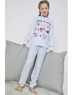 Pijama Niña M/L Tundosado Love Corazones