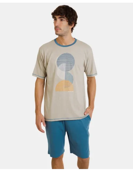 Pijama Cro M/C Pant.Corto Color Piedra