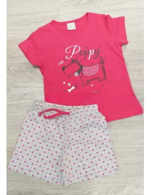 Pijama Infantil Niña M/Corta Puppy