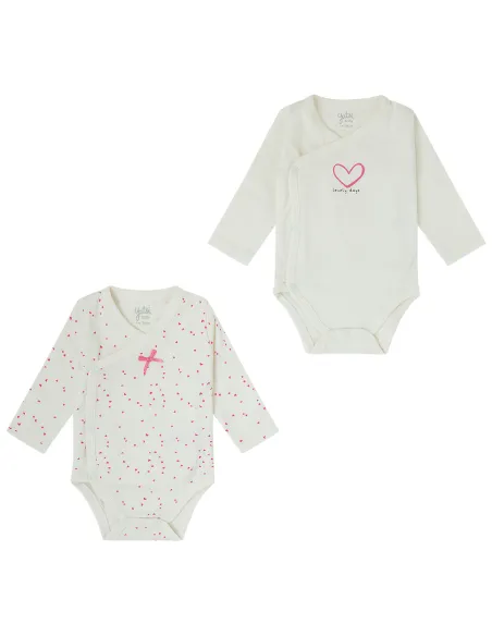 Pack 2 Bodis Bebe Cruzado M/Larga Recien Nacido Cuore