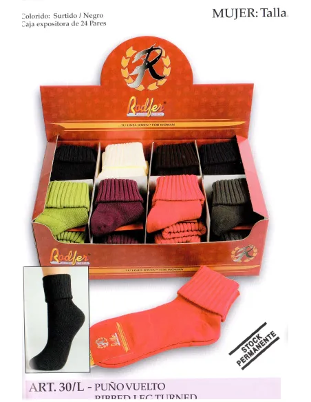 Calcetin Sra Puño Vuelto