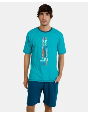 Pijama Cro M/C Pant.Corto Color Azul 2