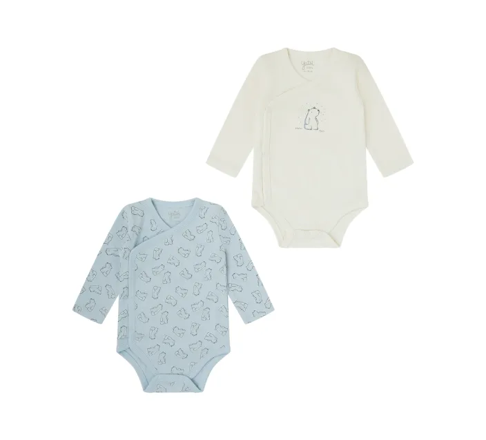 Pack 2 Bodis Bebe Cruzado M/Larga Recien Nacido Polarbear