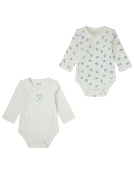 Pack 2 Bodis Bebe Cruzado M/Larga Recien Nacido Elephant