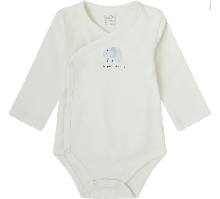 Pack 2 Bodis Bebe Cruzado M/Larga Recien Nacido Elephant