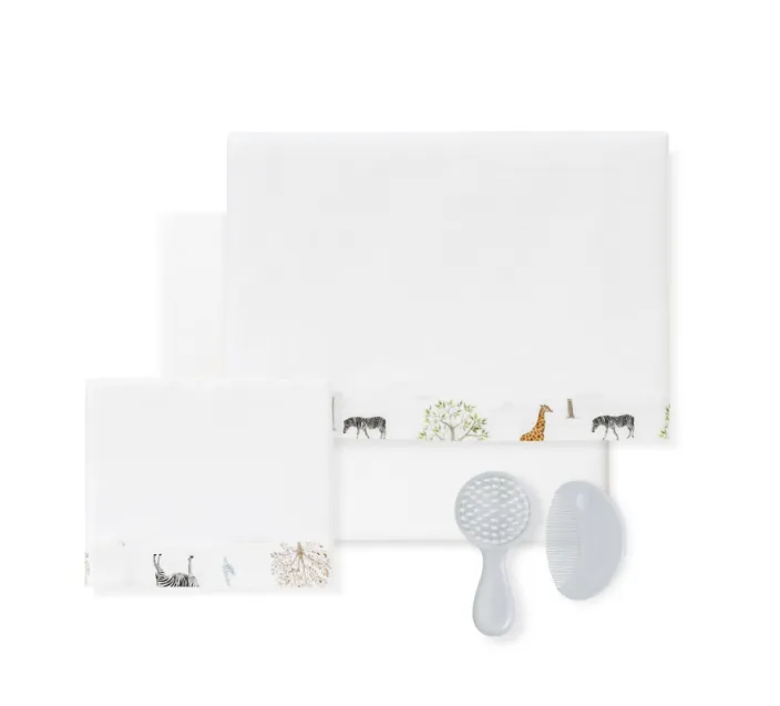 Triptico Cuna 120x60 100%Cot Serengueti+Kit Peine