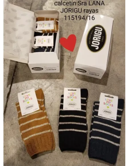 Calcetines Lana Sra Rayas Antipress
