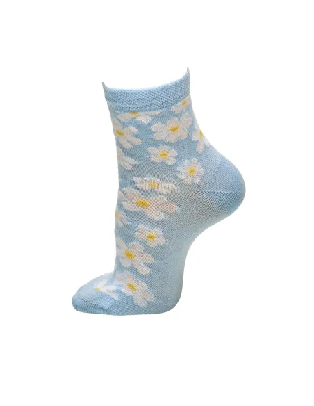 Calcetin Infantil Algodon Tobillero Margaritas