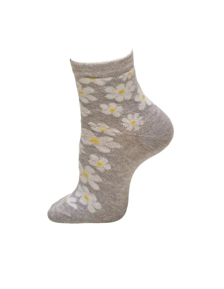 Calcetin Infantil Algodon Tobillero Margaritas