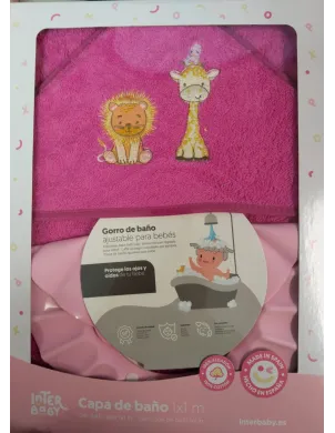 Capa De Baño 1x1 Leon Jirafa Pajarito + Gorro