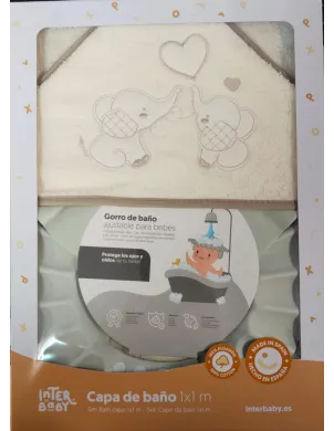 Capa De Baño 1x1 Parejita Elefante + Gorro