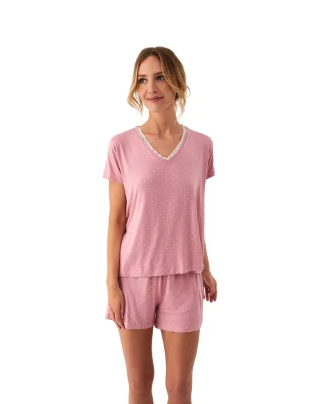 Pijama Sra M/Corta Viscosa Puntos