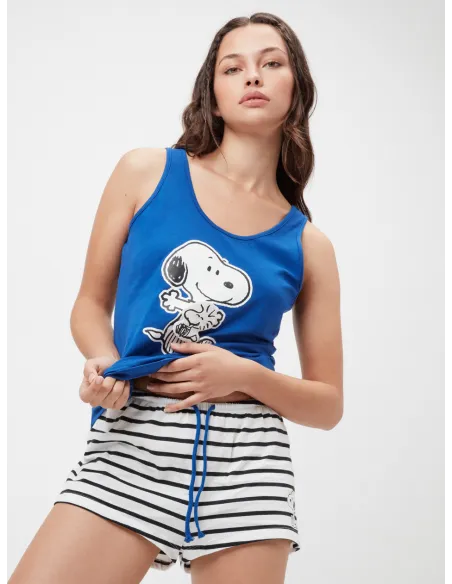 Pijama Sra Tirantes Rayas Snoopy