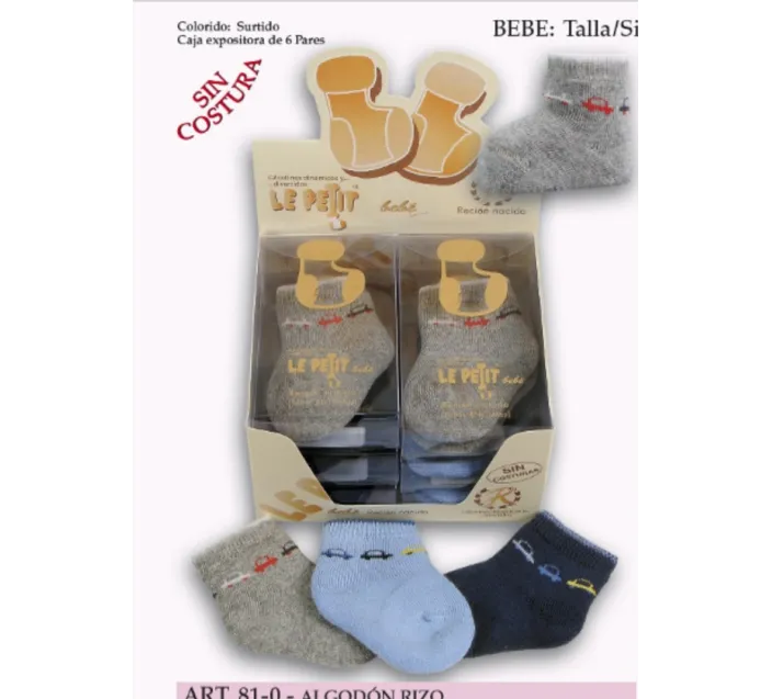 Calcetin Recien Nacido Algodon Rizo