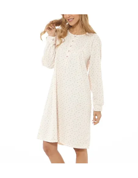 Camison Sra M/Larga Florecillas Perchado