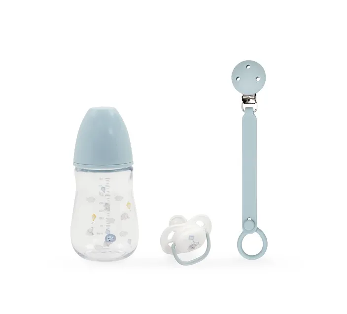 Set 3 Piezas: Biberon, Chupete+Chupetero