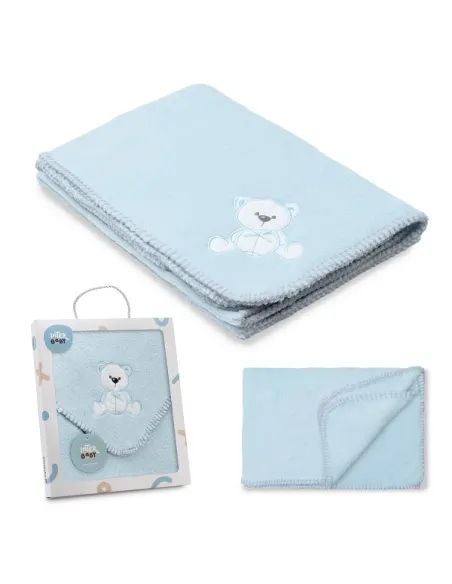 Manta Bebe Bordada Oso Lazo