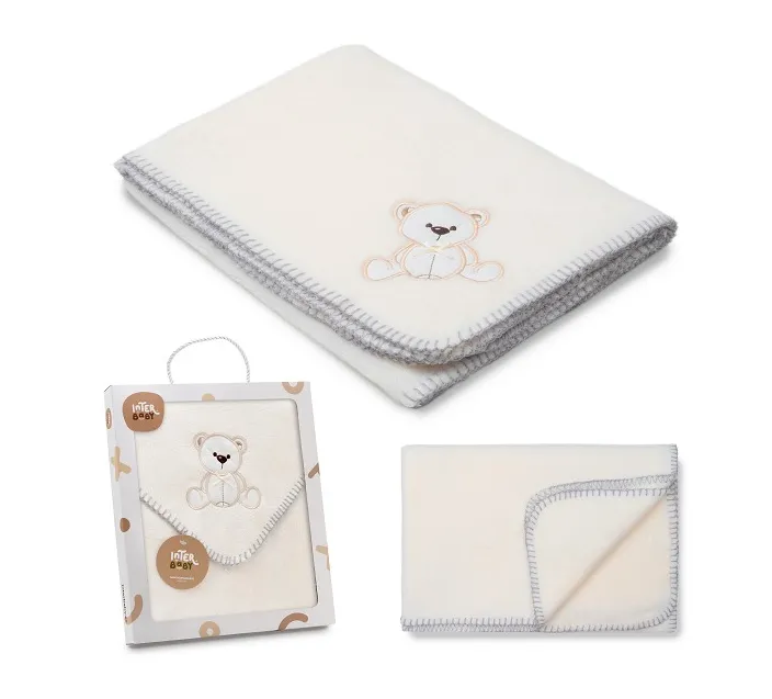 Manta Bebe Bordada Oso Lazo