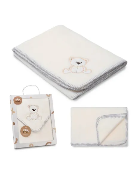 Manta Bebe Bordada Oso Lazo