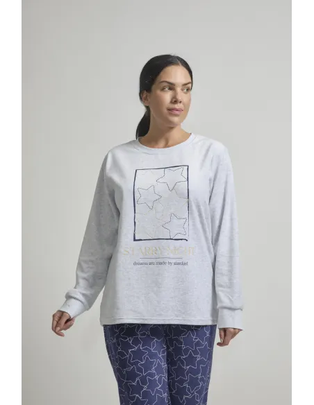 Pijama Sra M/Larga Tundosado Starryng