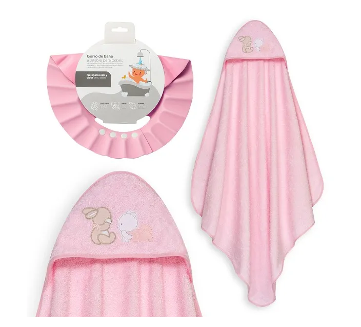 Capa De Baño 1x1 Oso Tumbado Conejito + Gorro