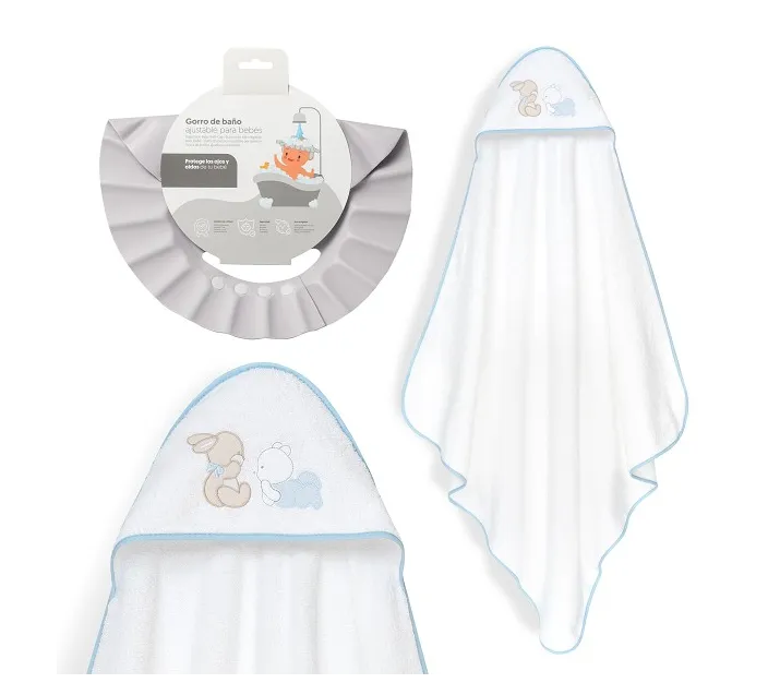Capa De Baño 1x1 Oso Tumbado Conejito + Gorro