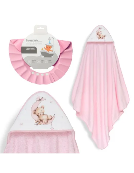 Capa De Baño 1x1 Oso Luna Estrellas + Gorro