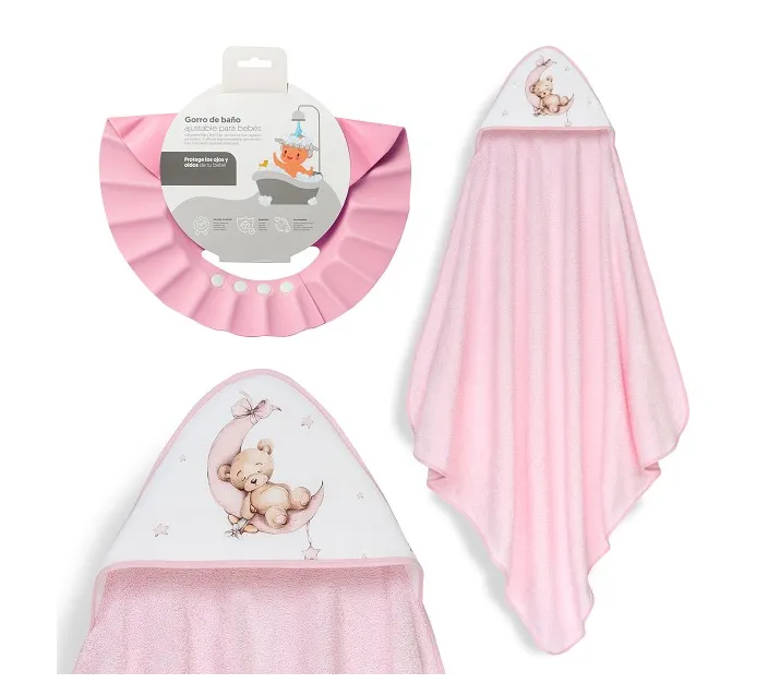 Capa De Baño 1x1 Oso Luna Estrellas + Gorro