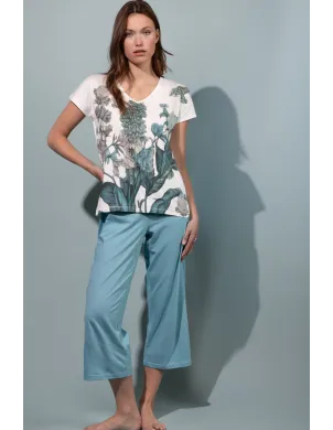 Pijama Sra Palazzo Mint Garden M/Corta