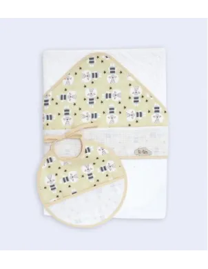 Capa De Baño Punto De Cruz Osito 80x80+Babero