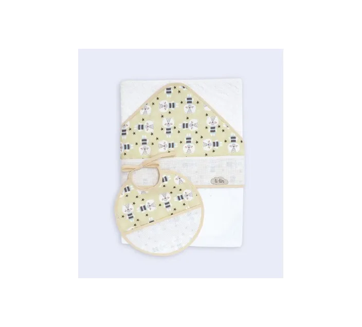 Capa De Baño Punto De Cruz Osito 80x80+Babero