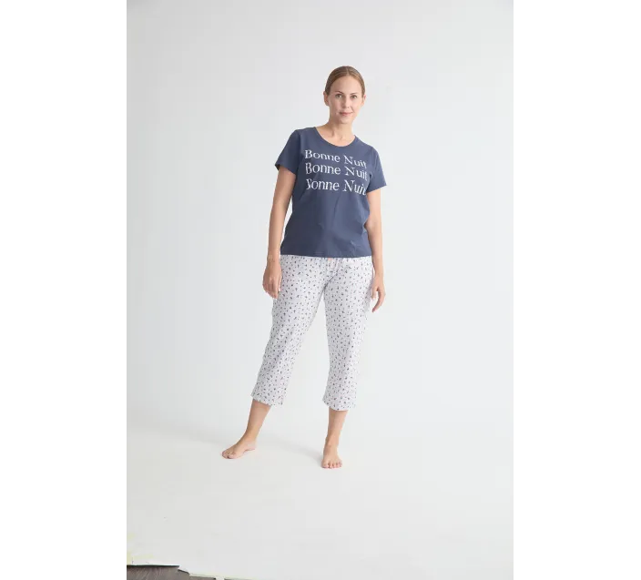 Pijama Sra M/Corta Pantalon Capri Verano Estampado